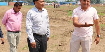 कुलमानले गरे अन्तर्राष्ट्रिय क्रिकेट रंगशाला निर्माणस्थलको निरीक्षण