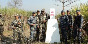 सीमा छुट्याउन दशगजा क्षेत्रमा सीमास्तम्भ निर्माण