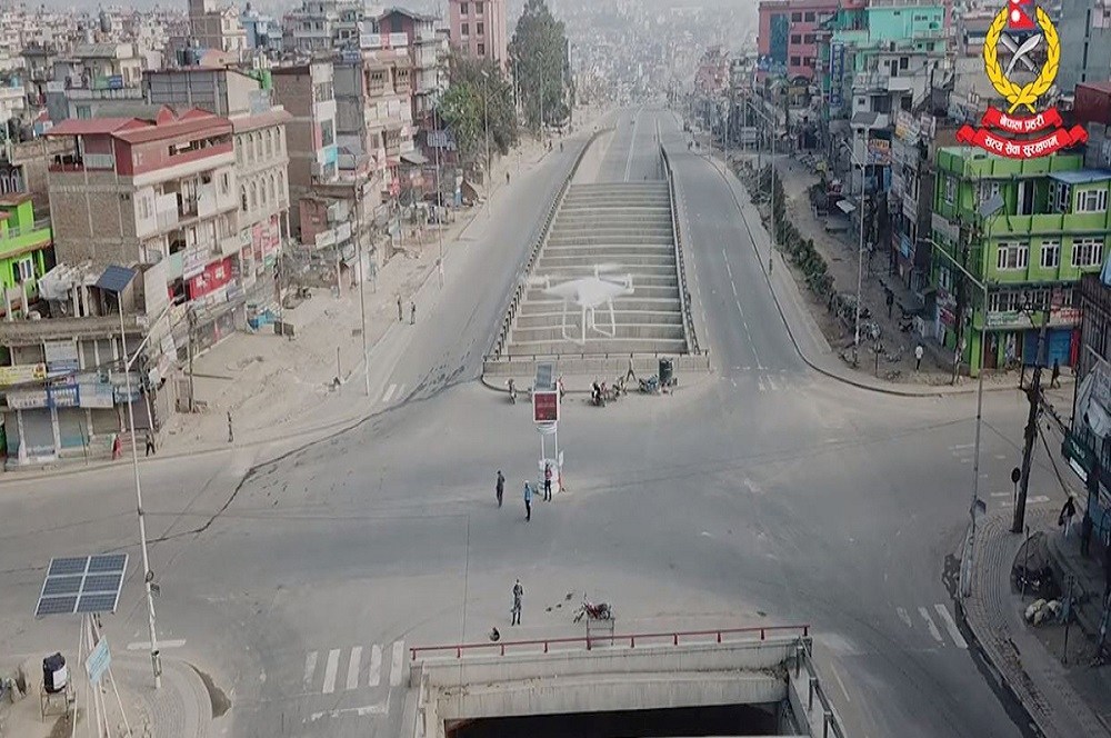 ड्रोनबाट ‘लकडाउन’को अनुगमन (भिडिओ)