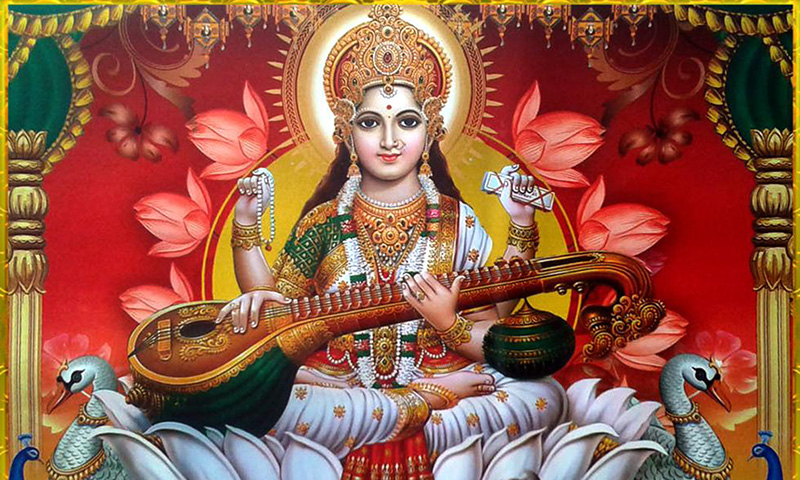 आज श्रीपन्चमी, विहानै देखी सरस्वती देवीको मन्दिरमा विद्यार्थीको घुँईचो