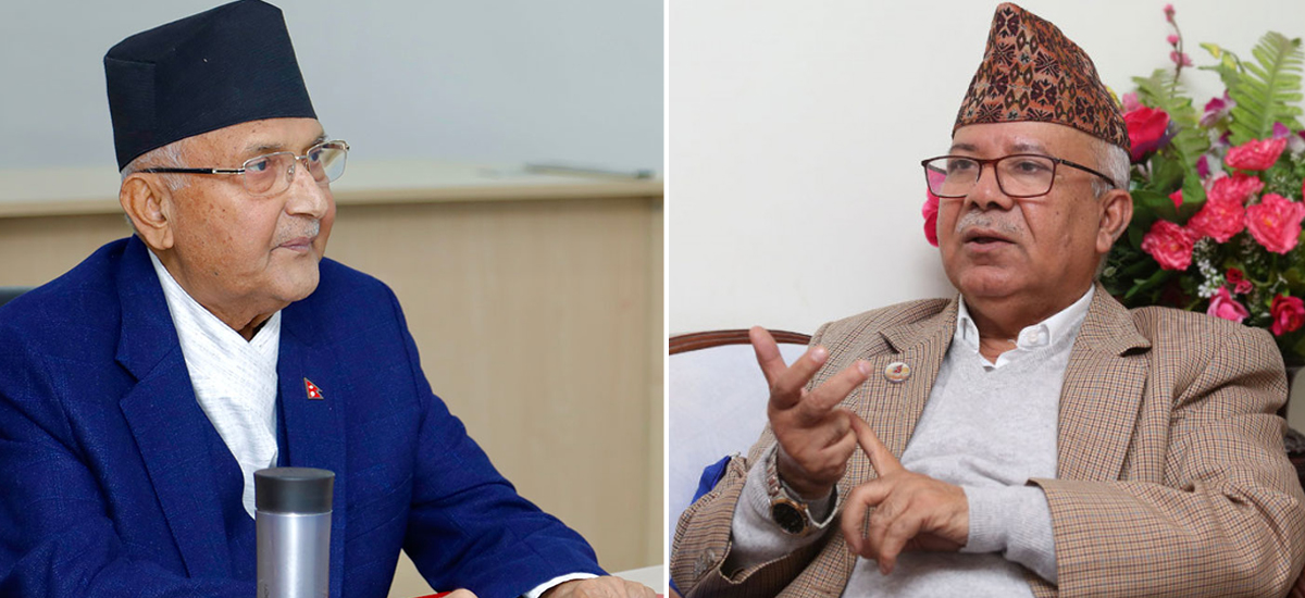 एमाले अध्यक्ष ओली र नेता नेपालबीच भेटवार्ता