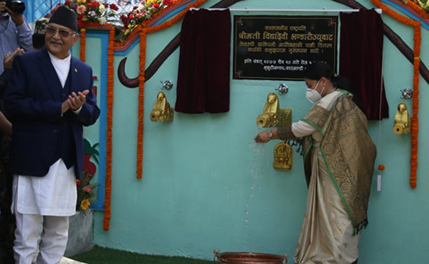 राष्ट्रपति भण्डारीले गरिन् मेलम्चीको पानी वितरणको सुरुवात