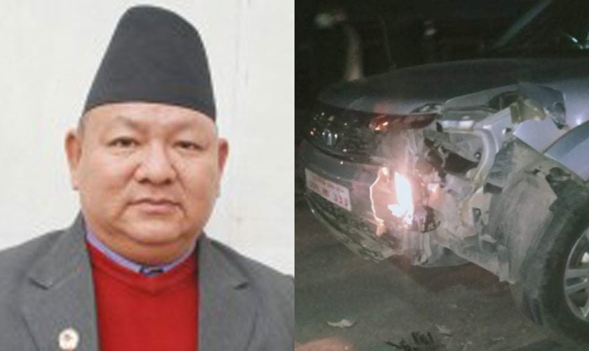 मन्त्री आले चढेको कार दुर्घटना गराउने चालक पक्राउ